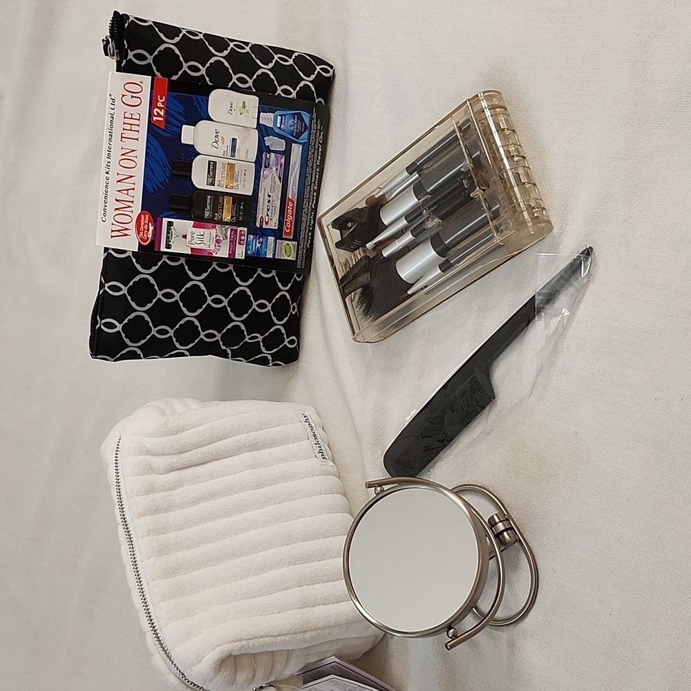 Philosophy Makeup Bag, Travel Mirror , Makeup Brushes & Womens Toilitries Set